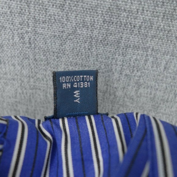Ralph Lauren Shirt Mens Large Blue Striped Classic Fit Long Sleeve Button Front - Picture 9 of 10
